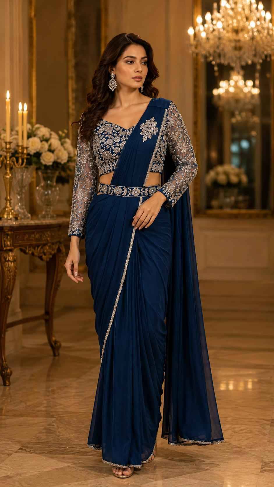 102432 By Amoha Trendz Indian Traditional Wear Collection Fancy Colorful Party Wear Stitched Sarees At Wholesale Price